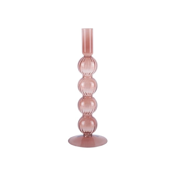 Розов стъклен свещник с мехурчета - PT LIVING
