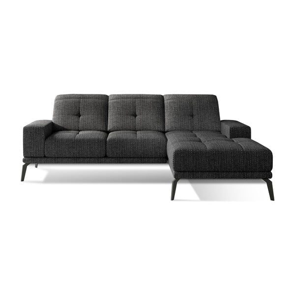 Черен ъглов диван (десен ъгъл) Torrense – ELTAP