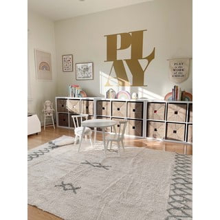 Син и кремав ръчно изработен памучен килим подходящ за пране 170x240 cm Atlas Natural – Lorena Canals