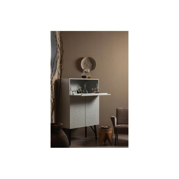 Светлосив шкаф за вино от масивно манго 90x146x46 cm Carved – WOOOD-image-3