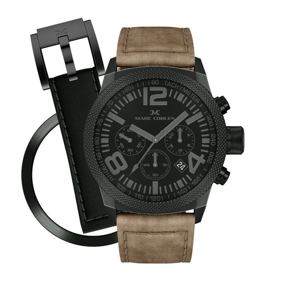 Unisex hodinky Marc Coblen s páskem a kroužkem navíc P62