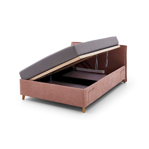 Розово тапицирано детско легло 120x200 cm с място за съхранение с включена подматрачна рамка Fun – Meise Möbel-image-2