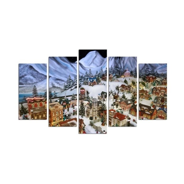 Pětidílný obraz Christmas Atmosphere, 110x60 cm