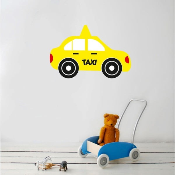 Žlutá nástěnná samolepka Taxi, 38 x 57 cm