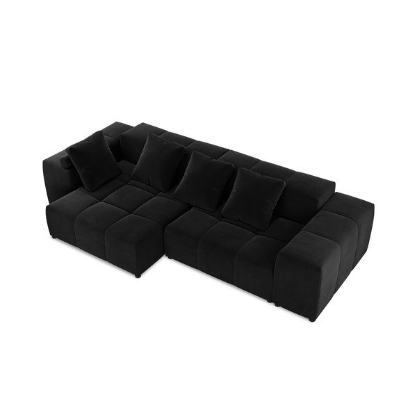 Ъглов диван от черно кадифе (променлива) Rome Velvet - Cosmopolitan Design-image-3