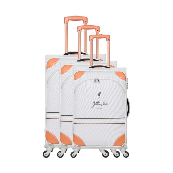 Комплект от 3 бели куфара за пътуване на колела Trippy - GENTLEMAN FARMER