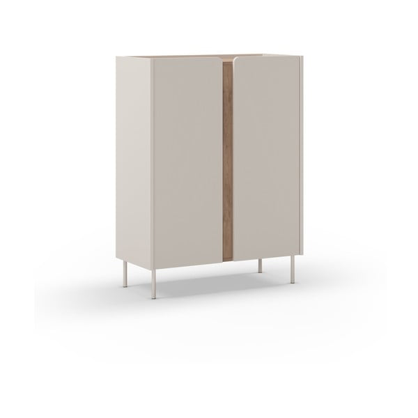 Кремаво-естествено шкафче от декор от дъб  90x120x40 cm Lucile – Marckeric-image-2