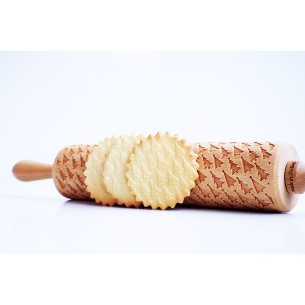 Дървен коледен релефен валяк за тесто Trees - Valek-image-2