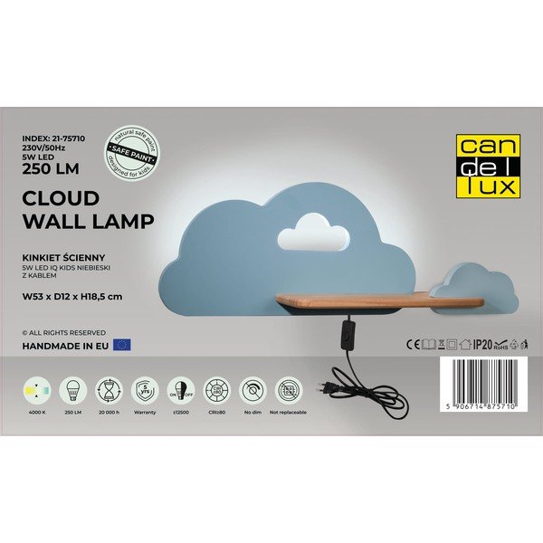 Синьо детско осветително тяло Cloud - Candellux Lighting-image-2