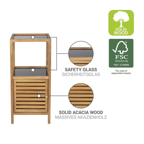 Нисък тесен шкаф за баня от масивна акация в черен и естествен цвят 39,5x86 cm Fondi – Wenko-image-3