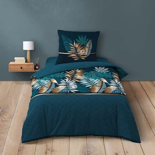 Единично  памучно спално бельо в петролен цвят 140x200 cm Alianor – douceur d'intérieur