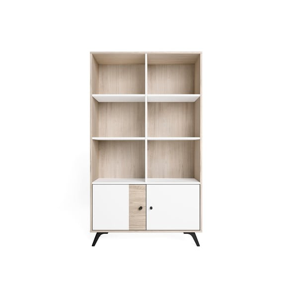 Бял шкаф за книги в дъб 92x160 cm Sahara - Marckeric