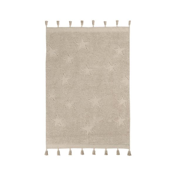 Бежов ръчно изработен памучен детски килим подходящ за пране 120x175 cm Hippy Stars Natural – Lorena Canals
