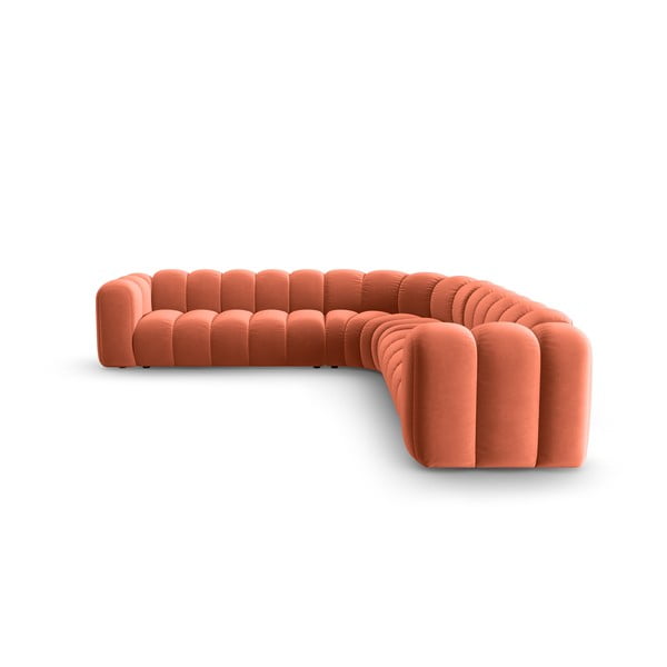 Розов кадифен модулен ъглов диван Lupine – Micadoni -image-2