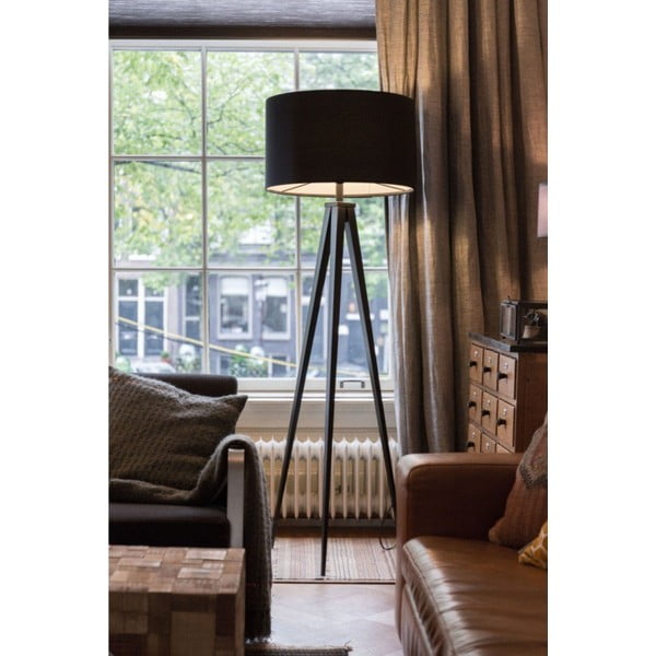 Черна подова лампа на статив - Zuiver-image-1