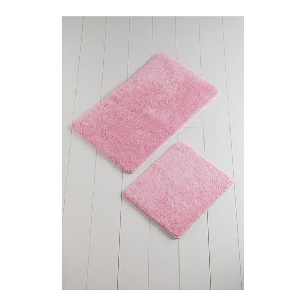 Комплект от 2 розови килима за баня Цвят на бонбонено розово - Unknown