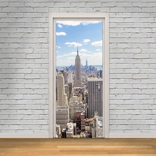 Самозалепващ се стикер за врата Изглед от Ню Йорк, 83 x 204 cm - Ambiance