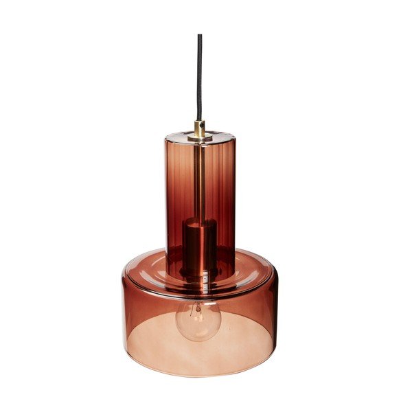 Кафяво затъмняващо се висящо осветително тяло със стъклен абажур ø 20 cm Ripple – Hübsch-image-2