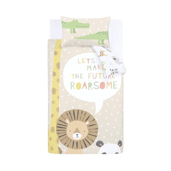 Светлокафяво спално бельо за детско креватче 120x150 cm Roarsome Animals – Catherine Lansfield