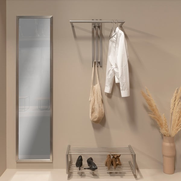 Метална стенна закачалка в сребрист цвят 65 cm Senza – Spinder Design-image-1