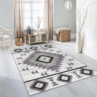 Светлосив килим подходящ за пране 80x150 cm Ethnic Geo – Mila Home