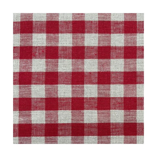 Червен  ленен кръгъл килим за под елхата ø 125 cm Red Gingham – Linen Tales-image-1