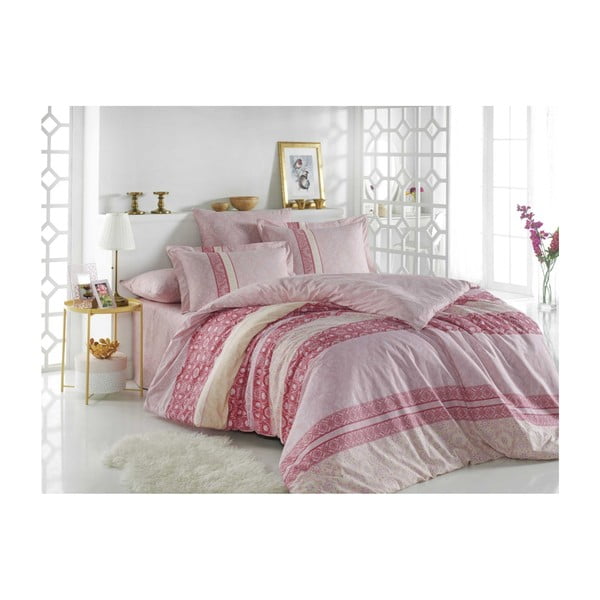 Памучно спално бельо за единично легло Emma Pink, 160 x 220 cm - Mijolnir
