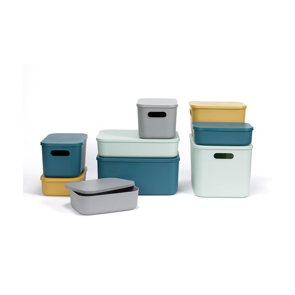 Светлозелена пластмасова кутия за съхранение с капак 24,5x18x15 cm – Homéa-image-4