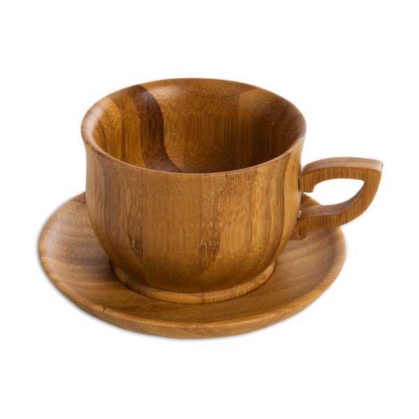 Чаша и чинийка от бамбуково дърво , 120 ml Cortado - Bambum