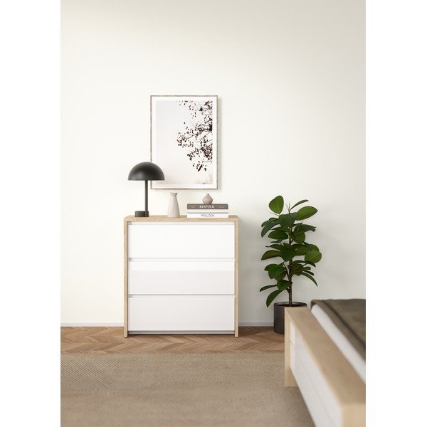 Скрин от дъбов декор бял и естествен цвят 80x84x48 cm Next – Tvilum-image-1