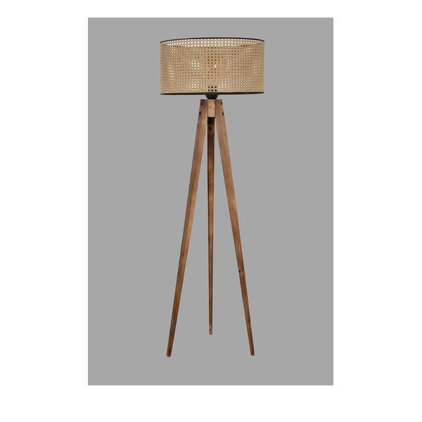 Кафява подова лампа с текстилен абажур (височина 153 cm) Tripod – Opviq lights-image-1