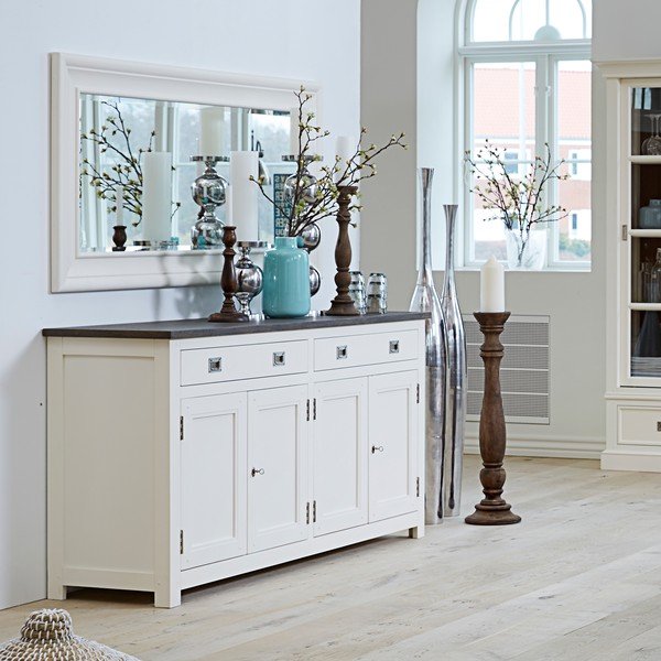 Čtyřdveřová bílá komoda se 2 zásuvkami Canett Skagen Sideboard-image-1