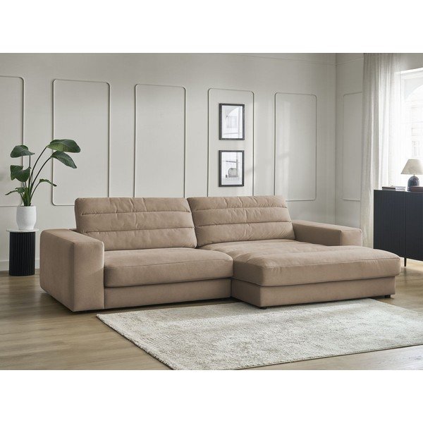 Кафяво-сив кадифен ъглов диван (десен ъгъл) Sierra – Bobochic Paris-image-1