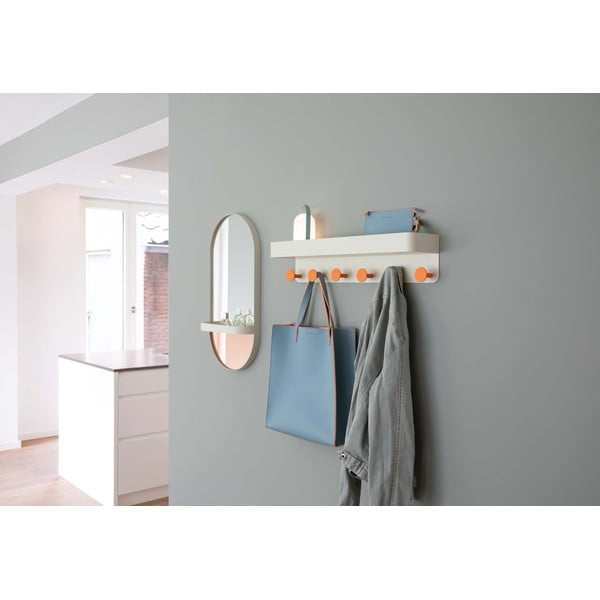 Бежова метална стенна закачалка с рафт - Remember-image-2