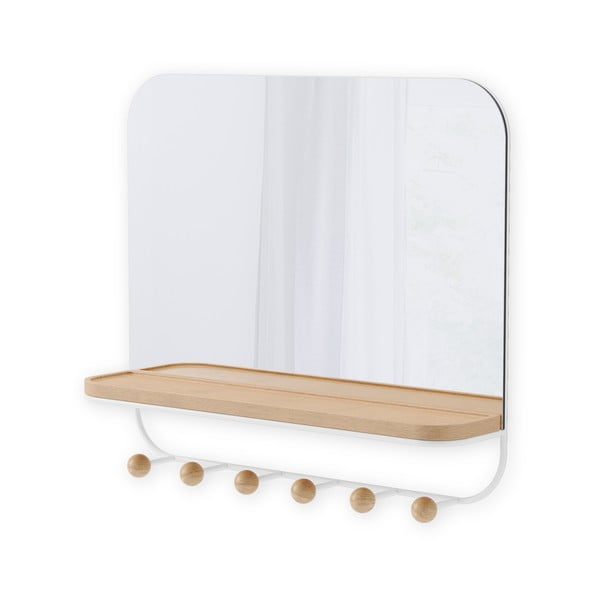 Бяла стенна закачалка от букова дървесина с рафт Estique - Umbra-image-3