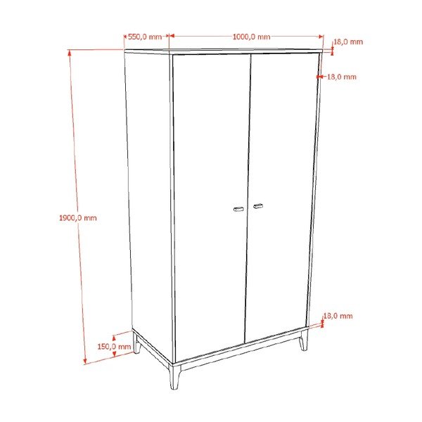Гардероб от декор от орех в тъмно естествен цвят 100x190,5x55 cm Ilyas – Vipack-image-2