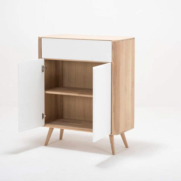 Дъбов скрин One, 90 x 42 x 110 cm Ena - Gazzda-image-1