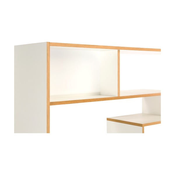 Бяла етажерка за книги с дървен ръб 140x143 cm Southbury - Woodman-image-4