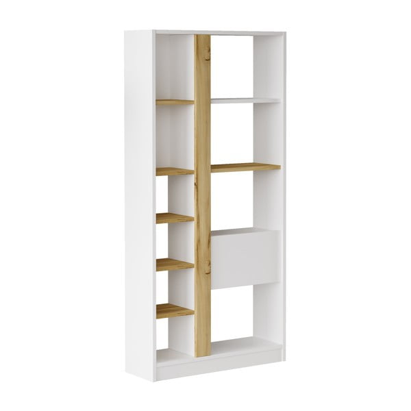 Бял/естествен дъбов шкаф за книги 76x160 cm Martina - Kalune Design