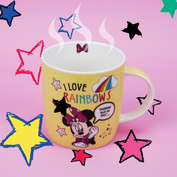 Керамична чаша Mouse Minnie I Love Rainbows, 400 ml - Disney