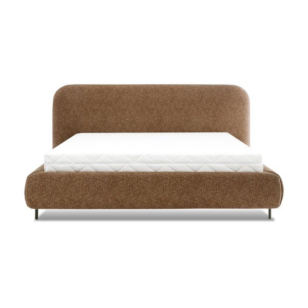 Двойно легло тапицирано с място за съхранение и включена подматрачна рамка в цвят жълта охра 140x200 cm Pointt – ELTAP-image-3