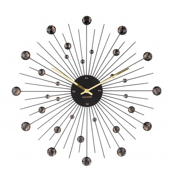 Стенен часовник от черни кристали Sunburst - Karlsson