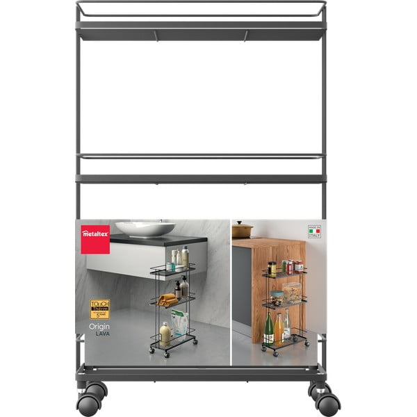 Матово черен стоманен подвижен стелаж 38x62x16 cm Lava – Metaltex-image-4