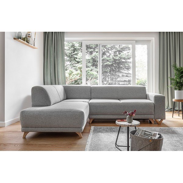 Светлосив разтегателен/с място за съхранение ъглов диван (ляв ъгъл/L форма) Classy Sophie – Miuform-image-1