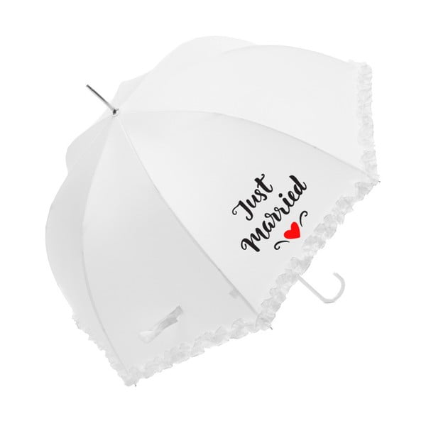 Бял сватбен чадър Just Married, ⌀ 90 cm - Ambiance