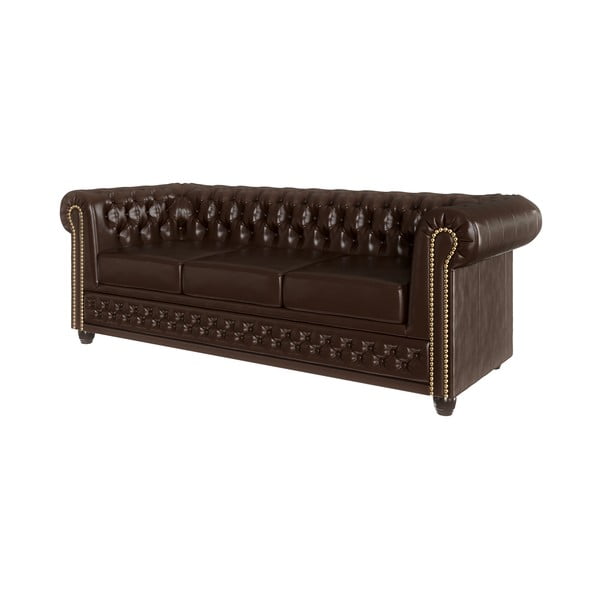 Тъмнокафяв разтегателен диван от изкуствена кожа 203 cm York - Ropez