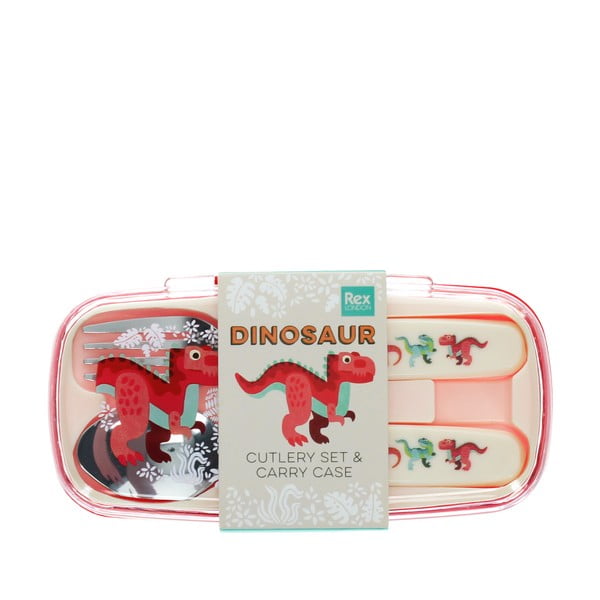 Детски прибори за хранене 2 бр. от неръждаема стомана Baby Dinos – Rex London-image-2