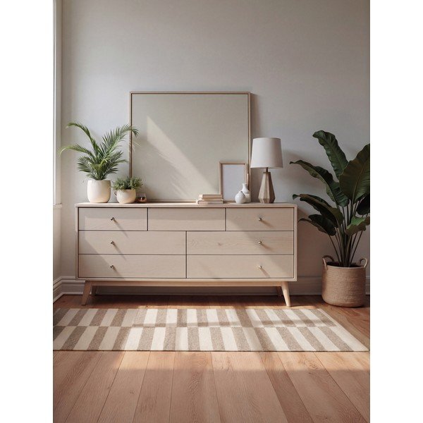 Бял/светлокафяв двустранен/ръчно изработен вълнен килим 80x150 cm Vika – Hanse Home-image-1