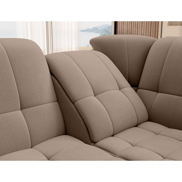 Кафяв кадифен разтегателен ъглов диван с място за съхранение (десен ъгъл L форма) Sado – ELTAP-image-1