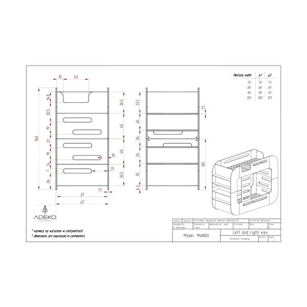 Двуетажно легло с място за съхранение в естествен цвят 90x200 cm Mundo - Adeko-image-4